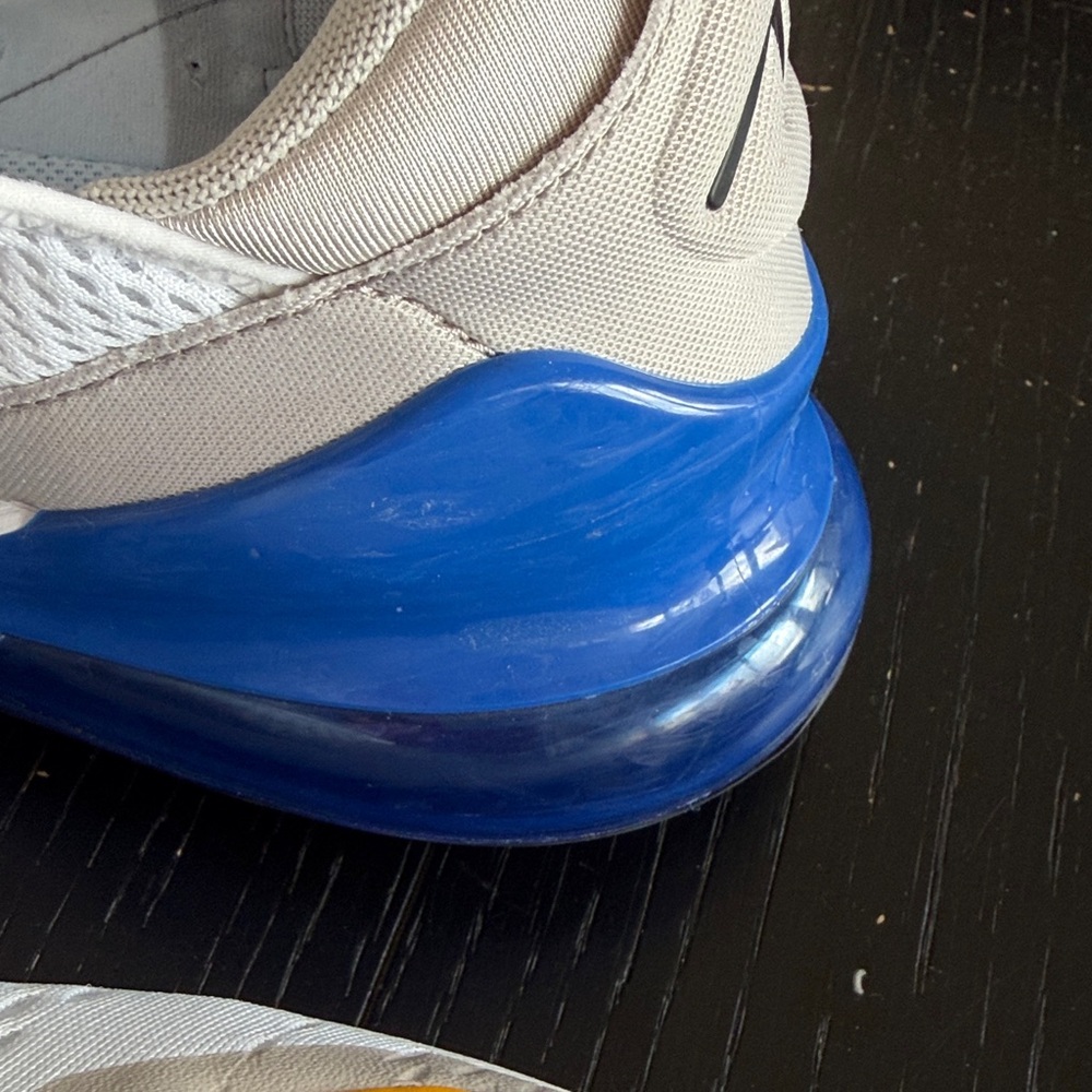 Nike White Sneakers with Blue Air Unit and Multicolor Swooshes-Men’s 12 - Picture 11 of 11